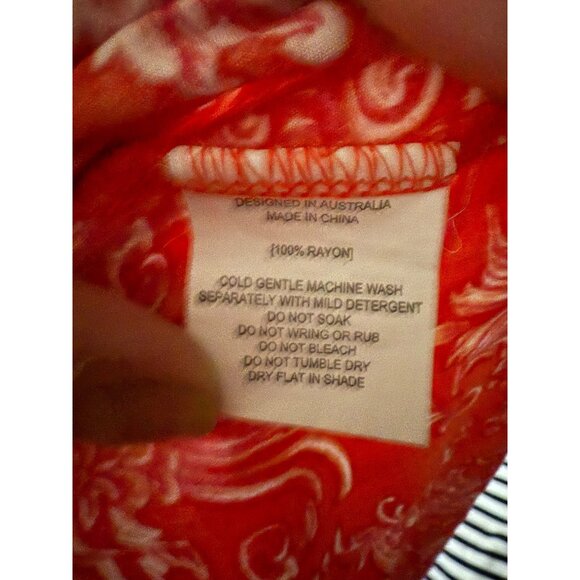 Abel the Label Red Floral Midi Dress With V-Neck Button Detail & Short Sleeves - Picture 9 of 9